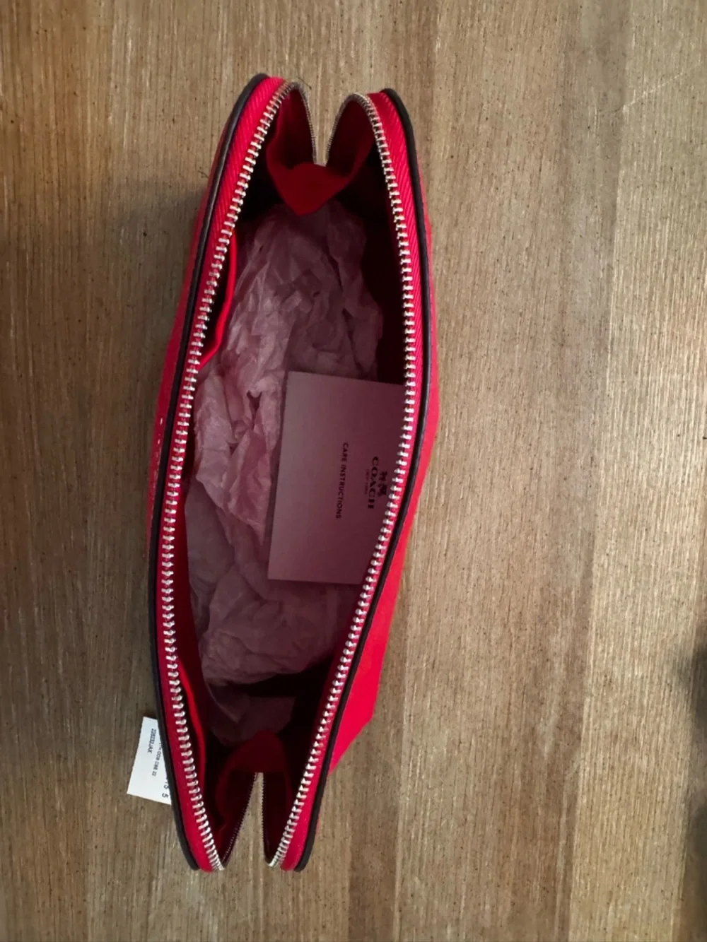 NWT Coach Cosmetic Case 22 Crossgrain Leather Bright Red Makeup Bag F57856